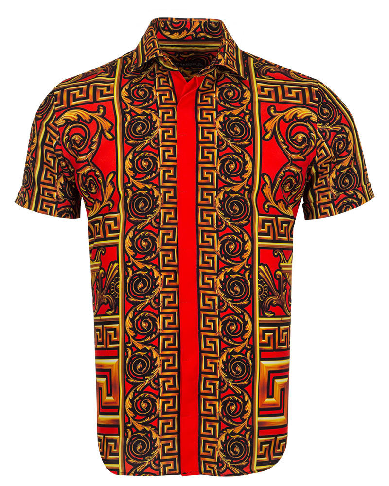 Roman Ornament Print Short Sleeve Shirt