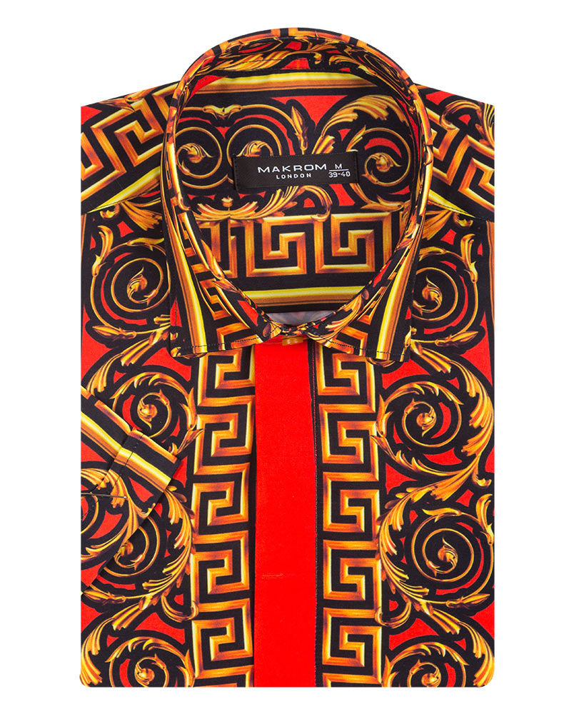 Roman Ornament Print Short Sleeve Shirt