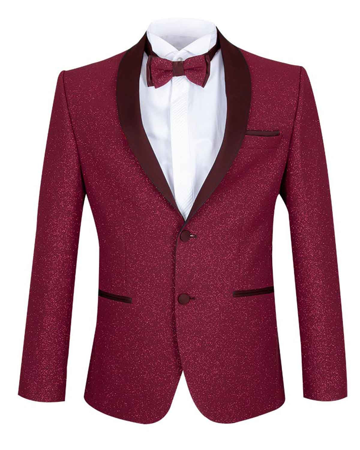 Burgundy Glitter Blazer with Contrasting Lapel