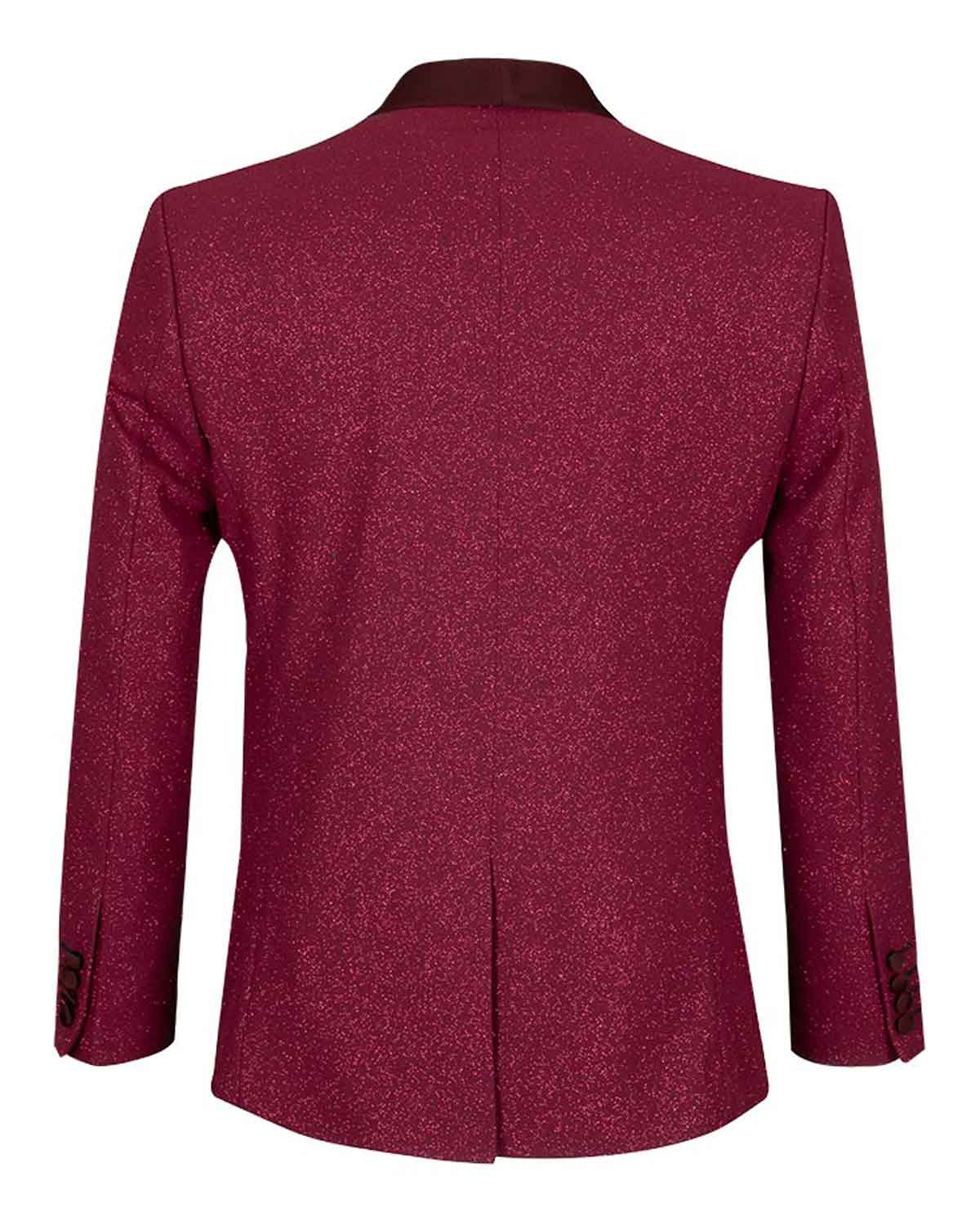 Burgundy Glitter Blazer with Contrasting Lapel