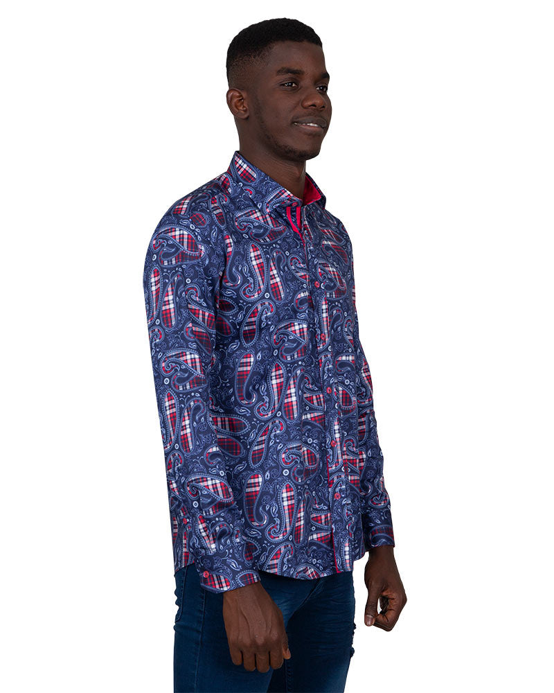 Fuchsia Tartan Paisley Pure Cotton Shirt