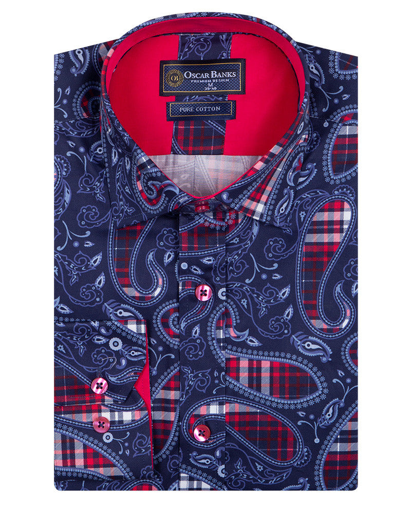 Fuchsia Tartan Paisley Pure Cotton Shirt