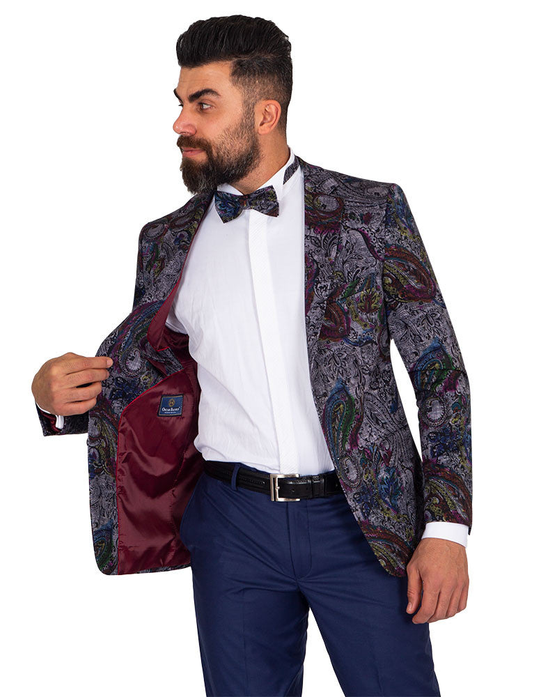 Paisley Cotton Blazer and Bow Tie