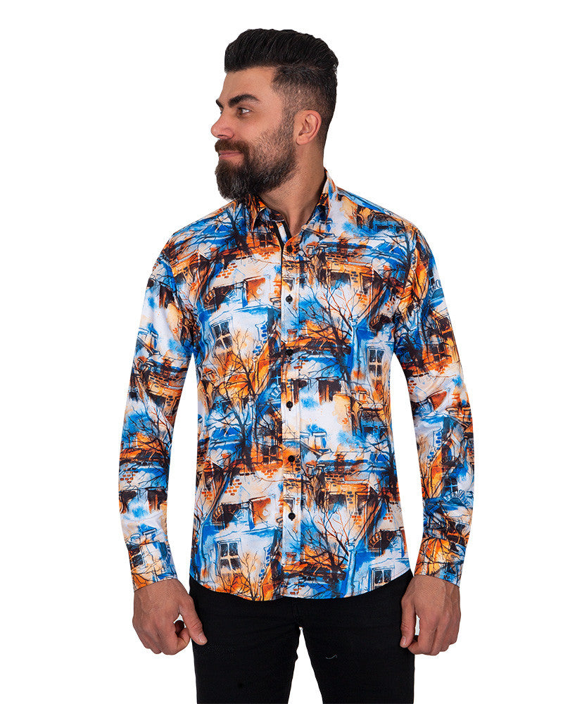 House In The Woods Print Pure Cotton Shirt