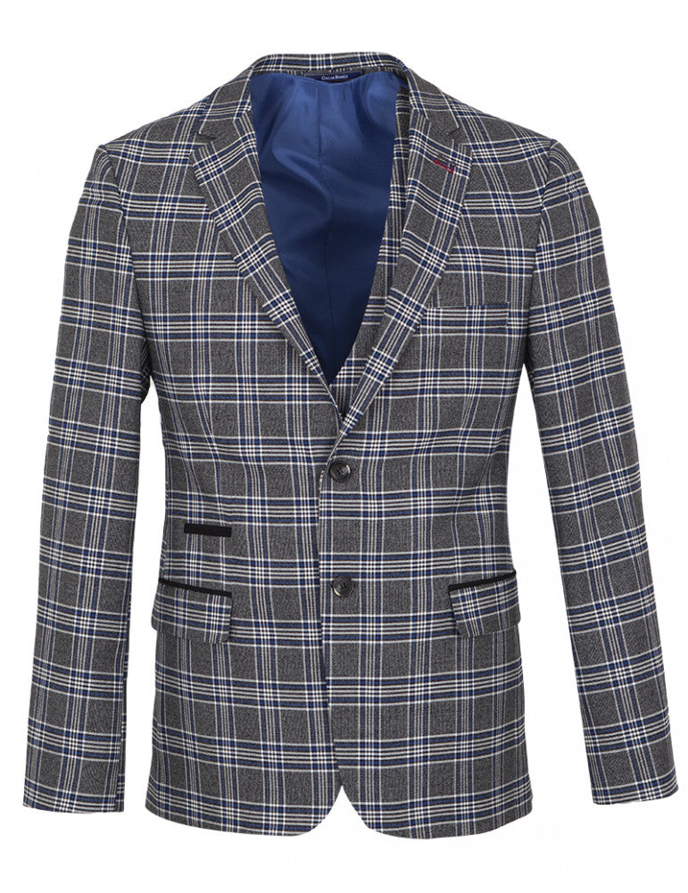 Blue Prince Of Wales Check Blazer & Waistcoat – Makrom Fashion