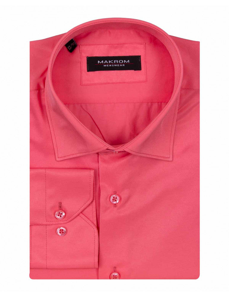 Fuchsia Classic Boys Plain Luxury Long Sleeve Shirt