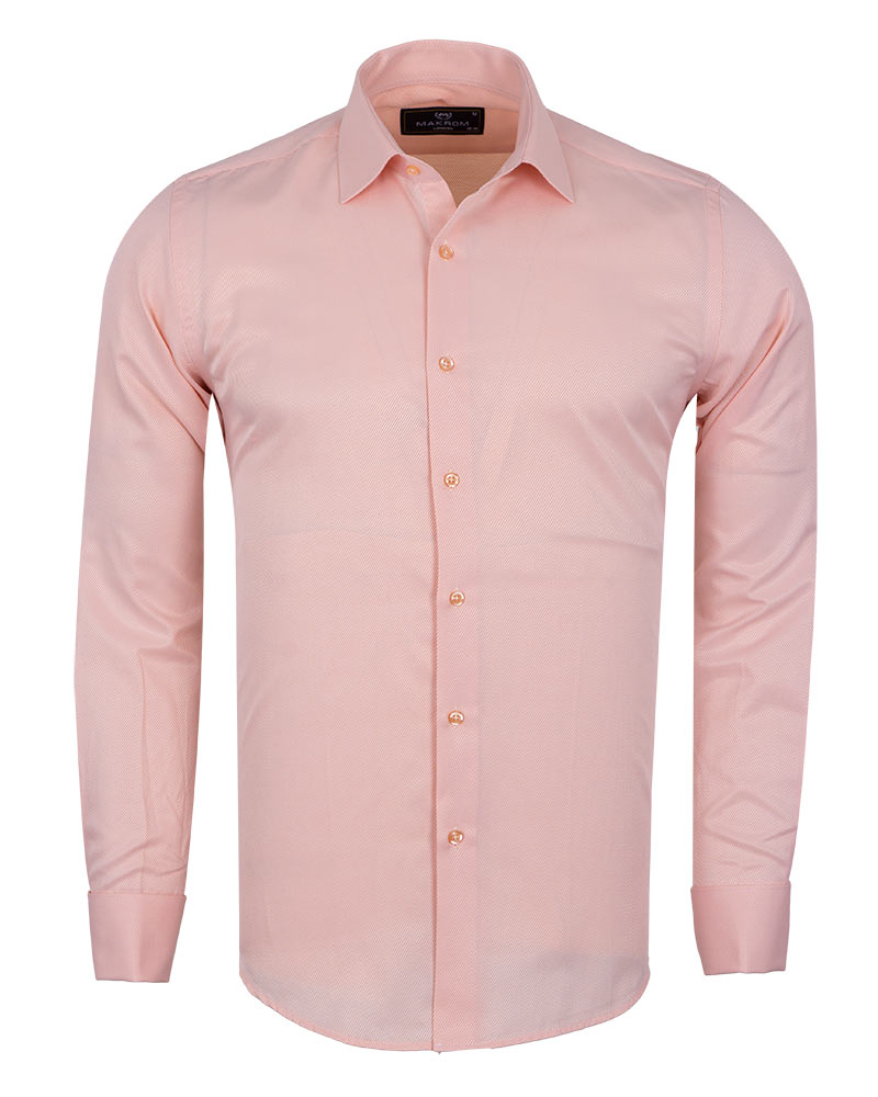 Peach Casual Twill Double Cuffed Shirts