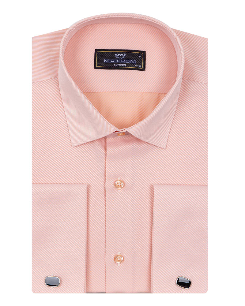 Peach Casual Twill Double Cuffed Shirts