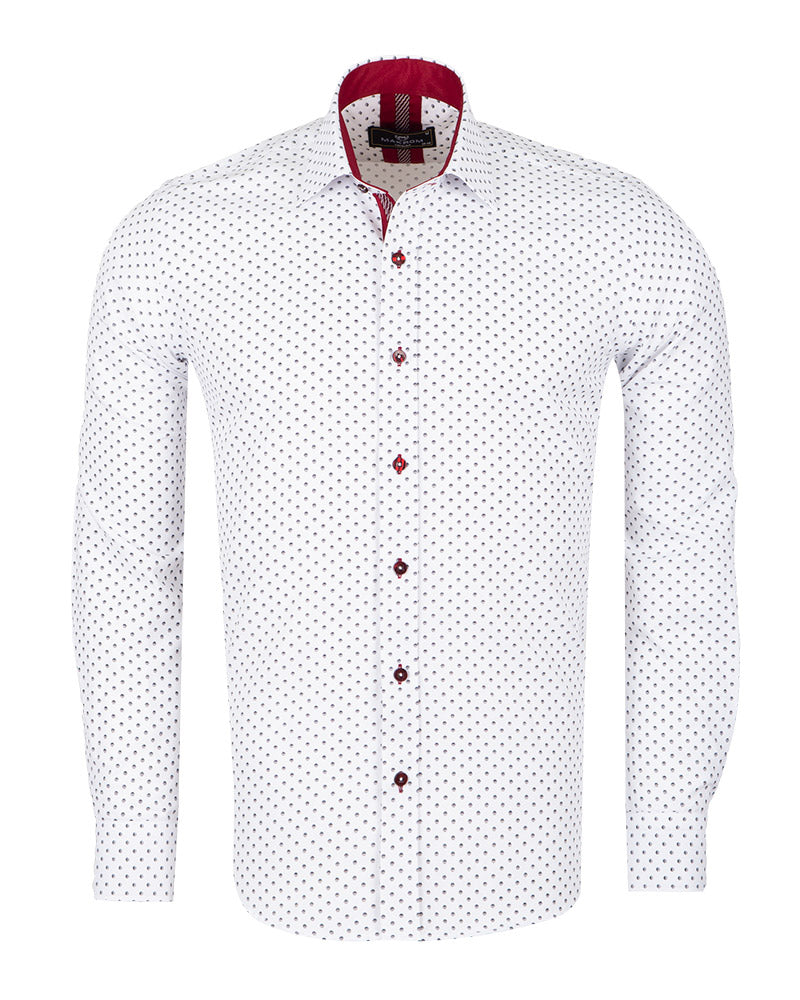 Classic White Dotted Print Men's Shirt