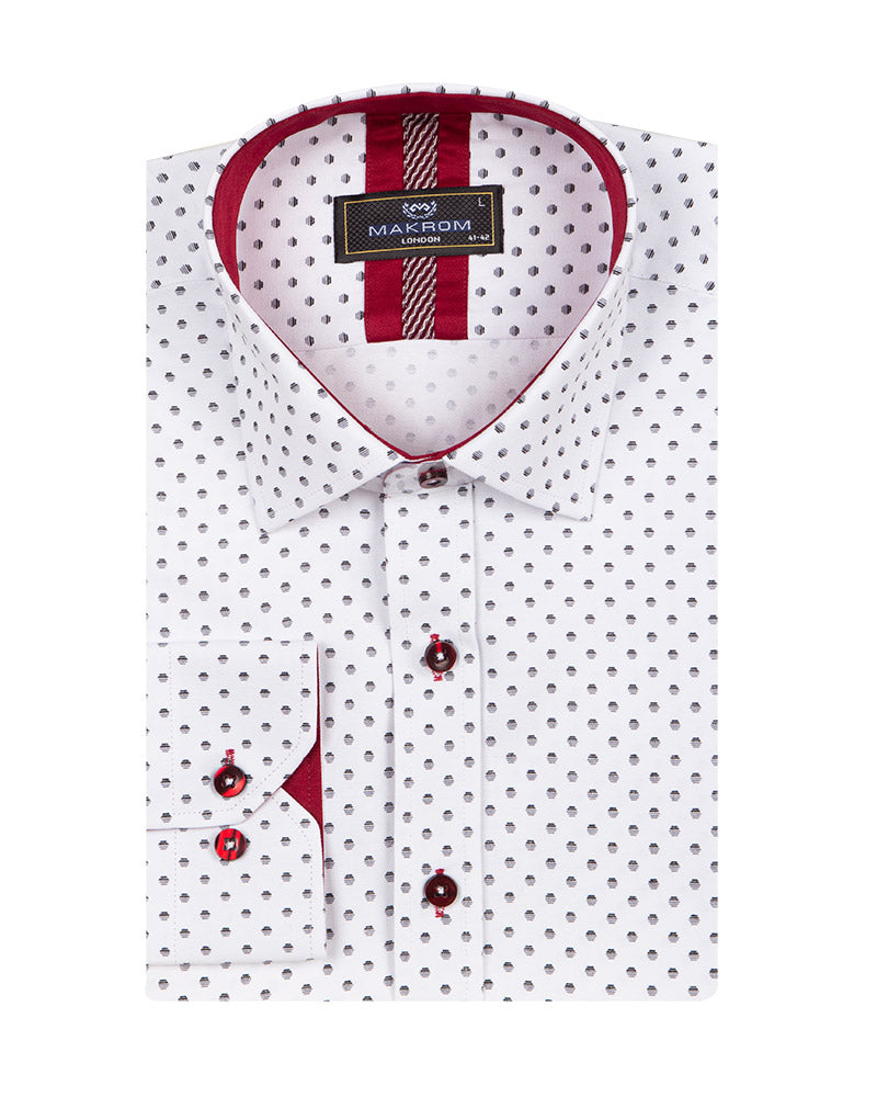 Classic White Dotted Print Men's Shirt