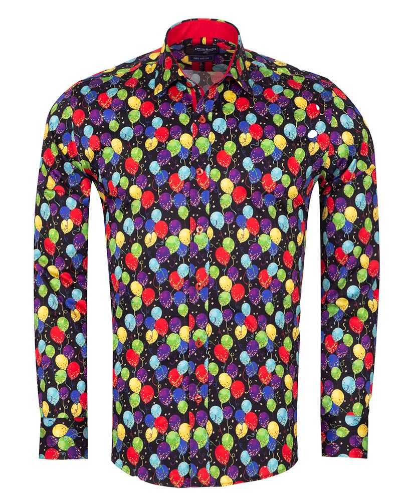 Colourful Balloons Print Pure Cotton Shirt with Matching Handkerchief