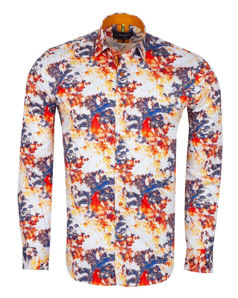 Paint Print Men's Shirt with Matching Handkerchief