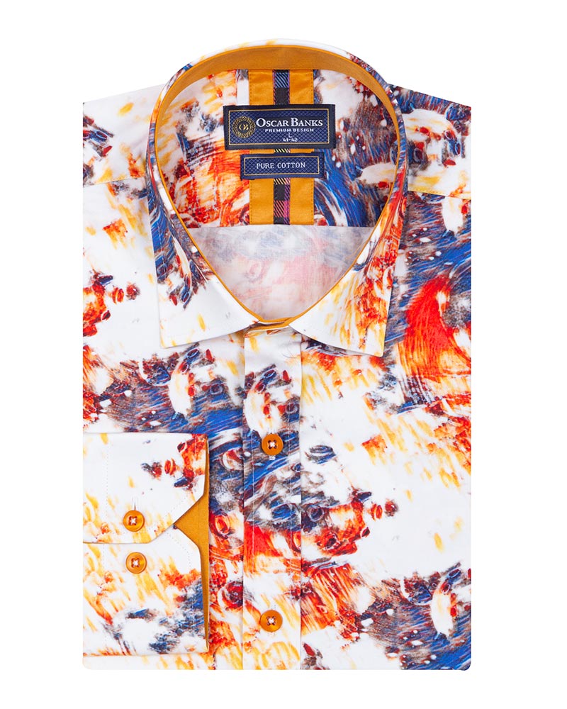 Paint Print Men's Shirt with Matching Handkerchief