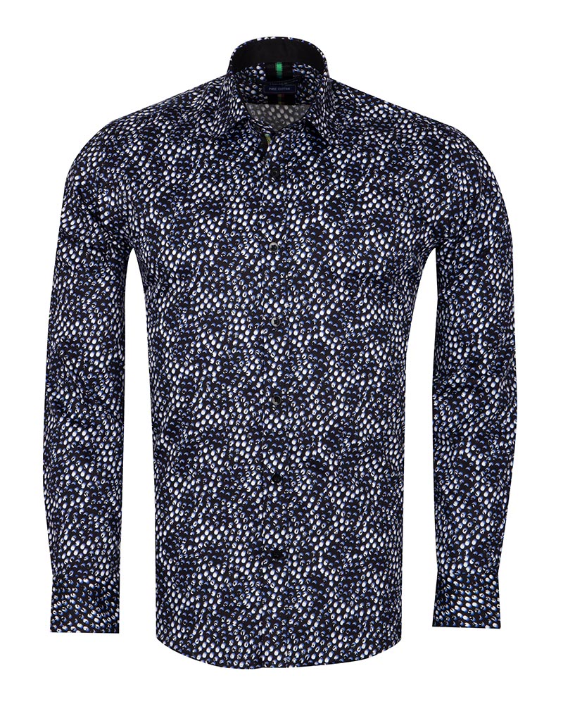 Black Polka Dot Print Shirt with Matching Handkerchief