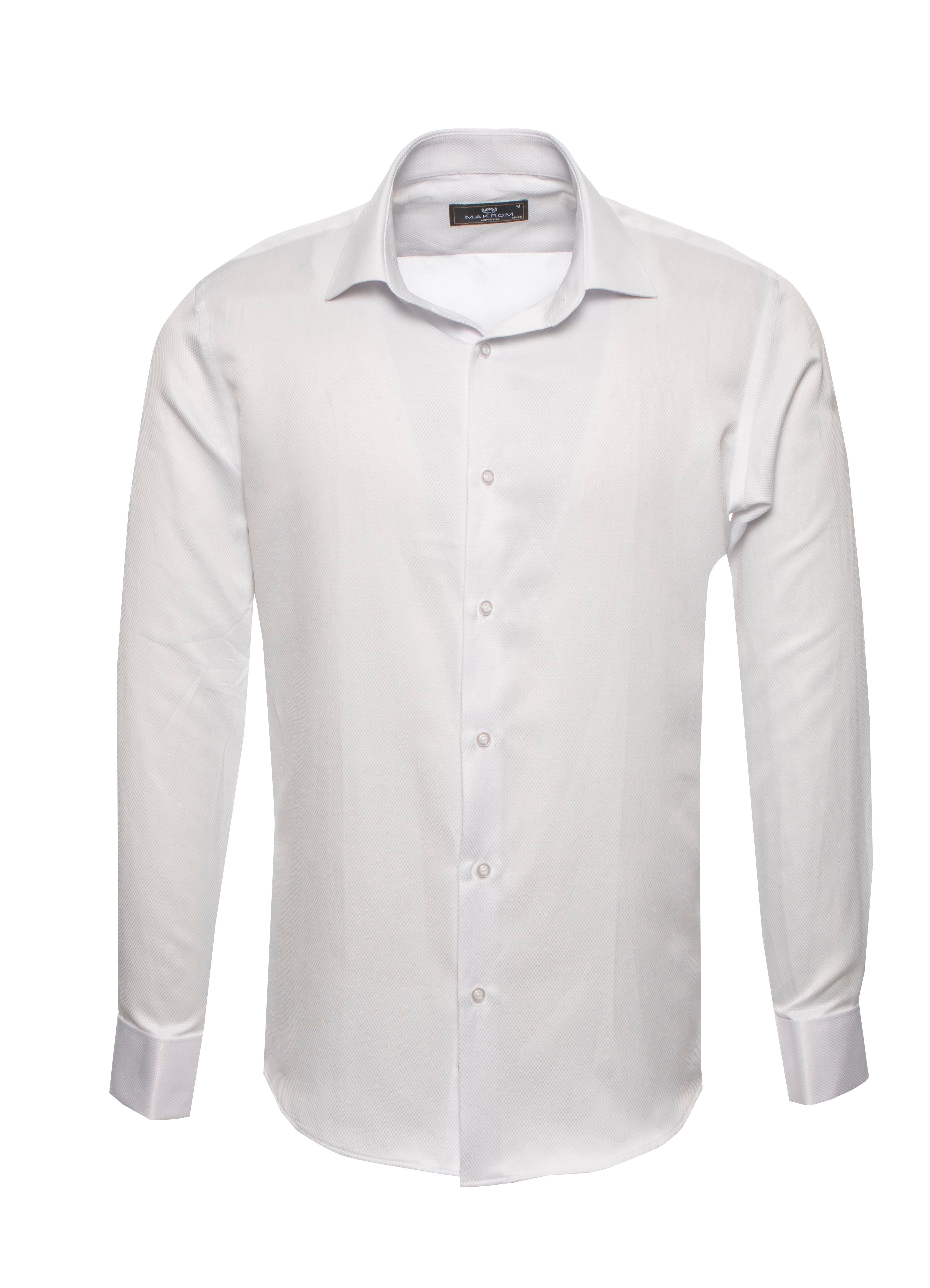 White Classic Plain Oxford Double Cuff Shirt