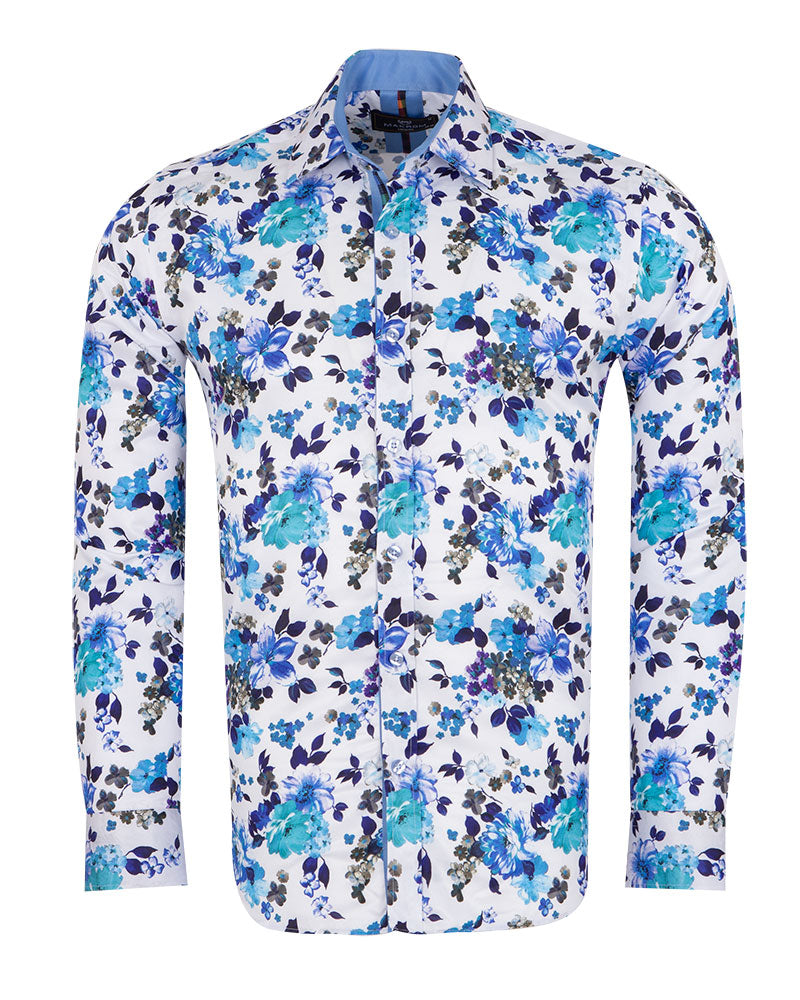 Blue Flower Print Shirt