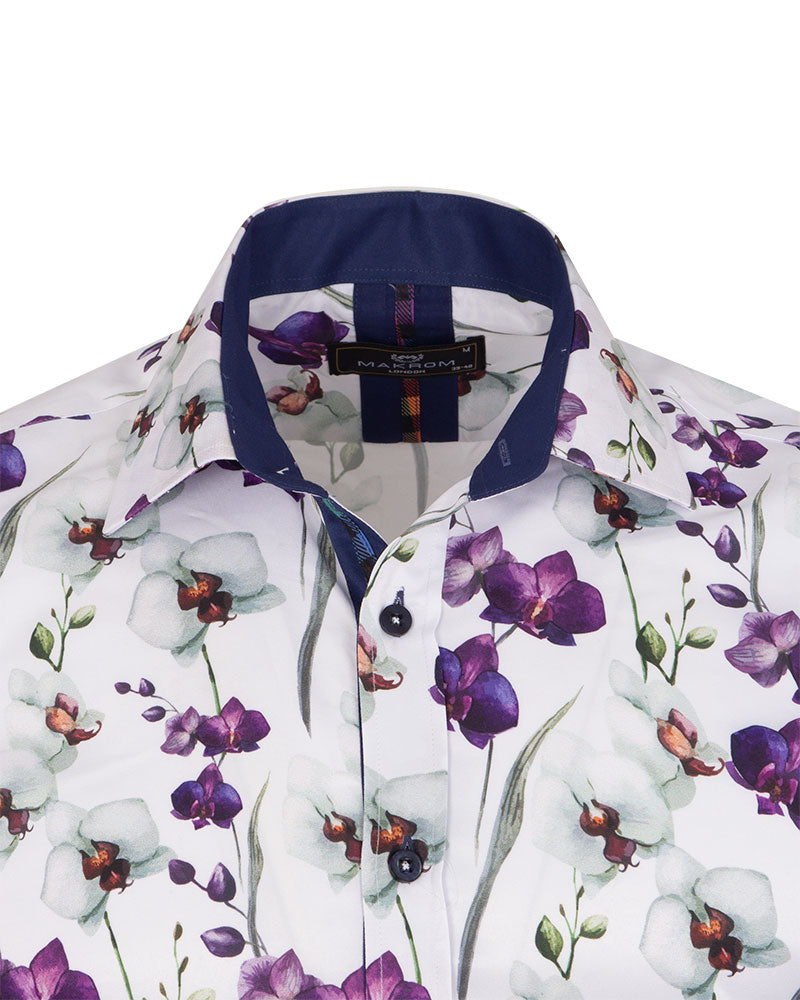 Purple Orchid Floral Print Shirt