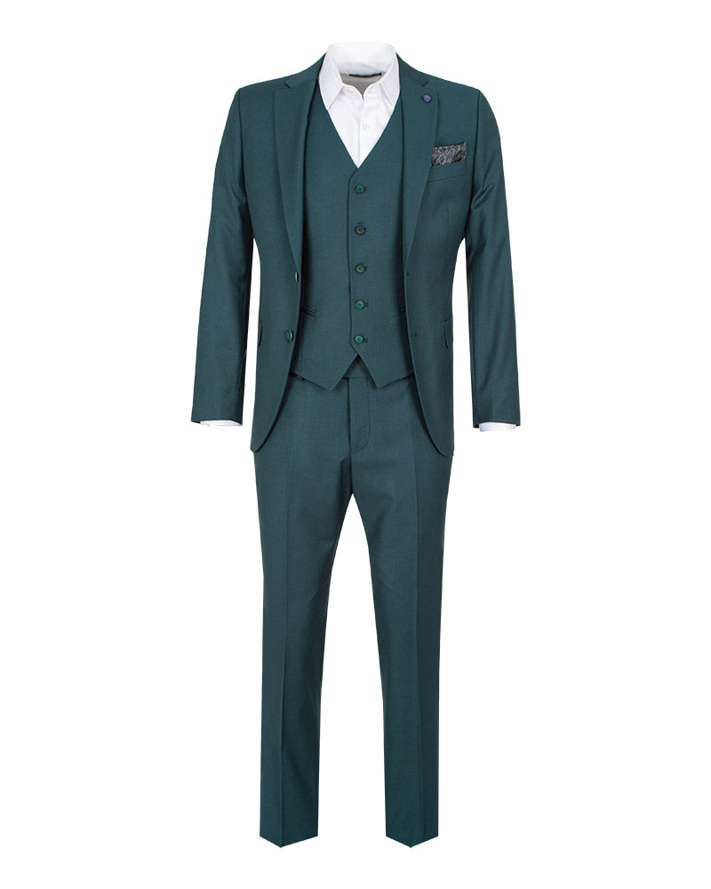 Green Flora Classic Plain 3 Piece Men's Suit