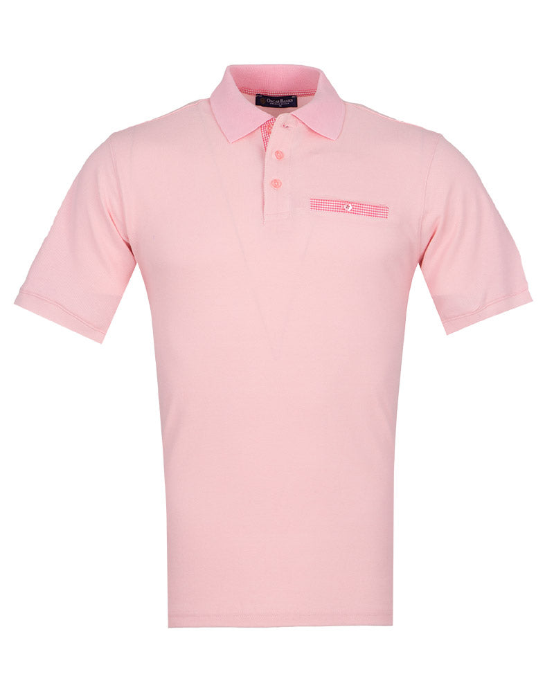 Pink Polo T-Shirt With Contrasting Collar – Makrom