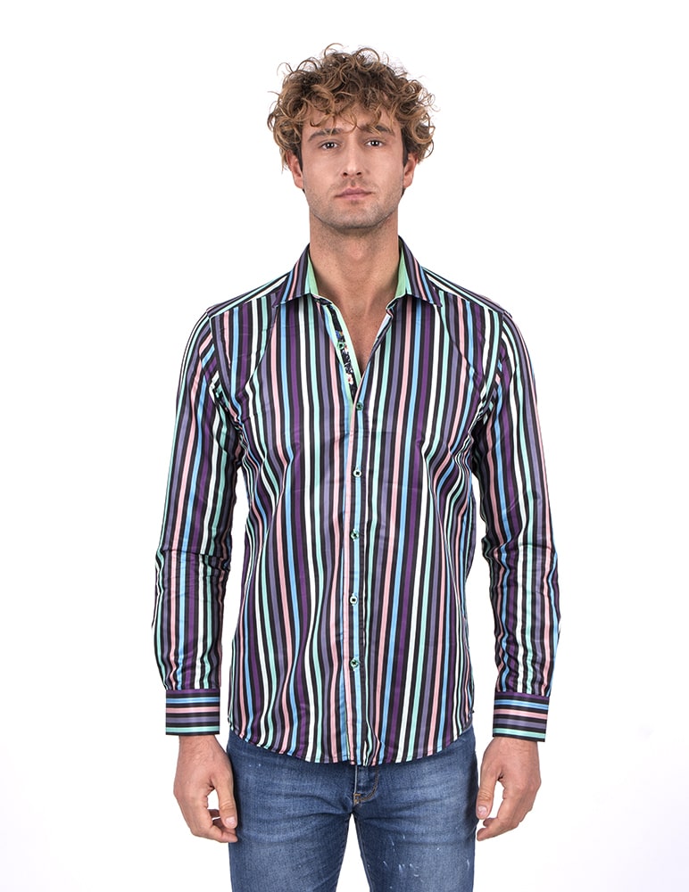 Classic Black Pastel Striped Men's Shirt