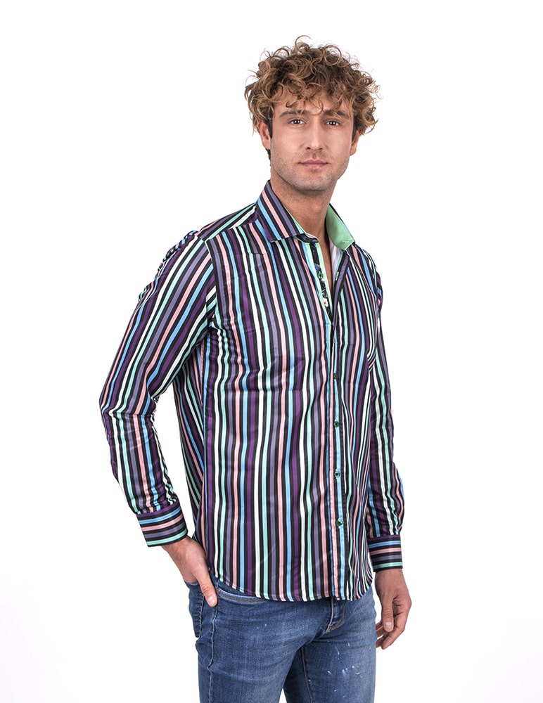 Classic Black Pastel Striped Men's Shirt